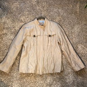 Chico’s Washable Silk Blend Jacket, 12, Taupe
